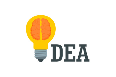 Brain idea logo, flat style