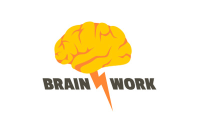 Brain work logo, flat style