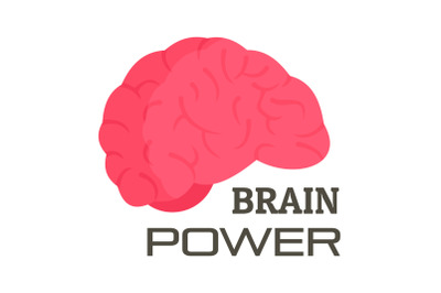 Brain power logo, flat style