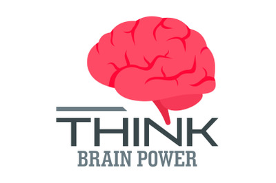 Think brain power logo, flat style