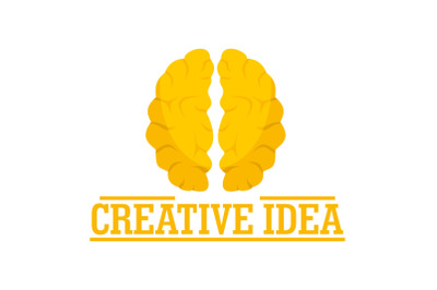 Creative idea brain logo, flat style