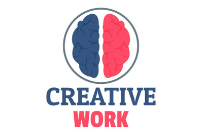 Creative brain work logo, flat style