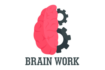 Hard brain work logo, flat style