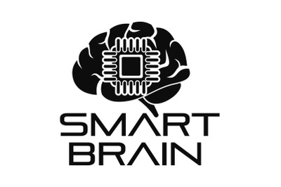 Smart brain logo, simple style