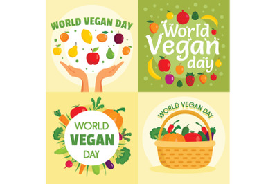 Vegan day banner set, flat style