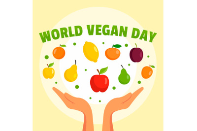 World vegan day concept background, flat style