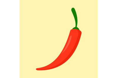 Red chilli icon, flat style