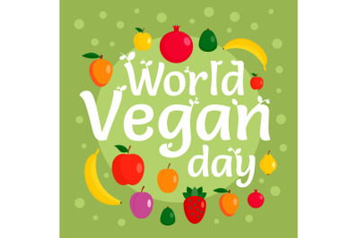 Vegan day concept background, flat style