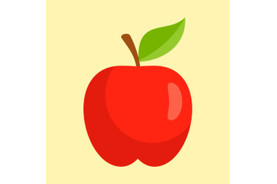 Red apple icon, flat style