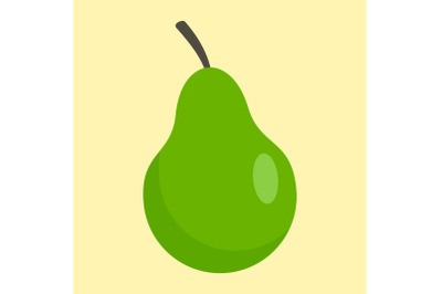 Green pear icon, flat style