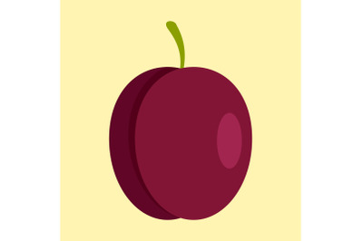 Fresh plum icon, flat style