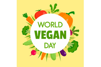 Happy vegan day concept background, flat style