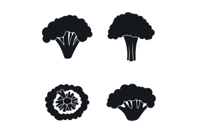 Farm broccoli icon set, simple style