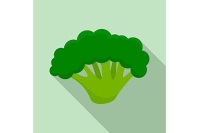 Fresh broccoli icon, flat style