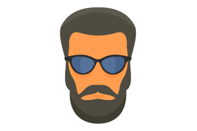 Hipster man face icon, flat style