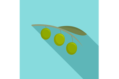 Olives branch icon, flat style