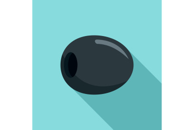 Black olive icon, flat style