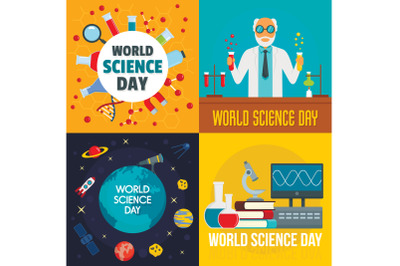 Science day banner set, flat style