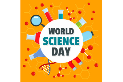 World science day concept background, flat style
