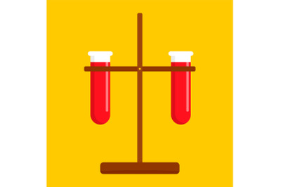 Chemistry test tube icon, flat style