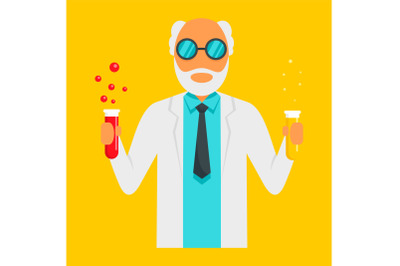 Scientific man icon, flat style