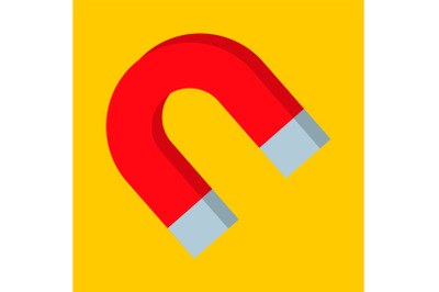 Scientific magnet icon, flat style