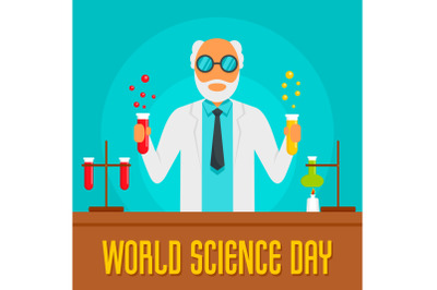 Science day concept background, flat style