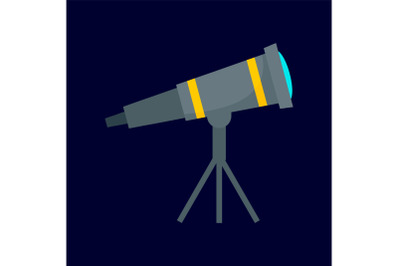 Space telescope icon, flat style