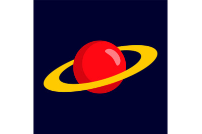 Red planet icon, flat style