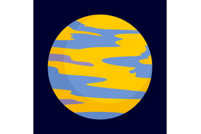 Yellow planet icon, flat style