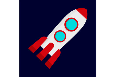 Space rocket icon, flat style