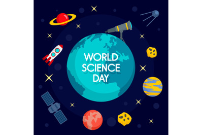 Global science day concept background, flat style