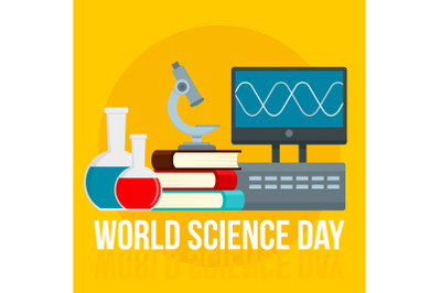 Happy science day concept background, flat style