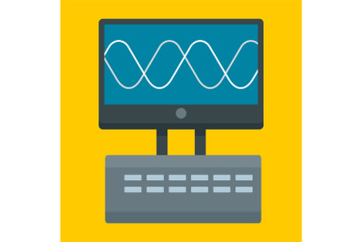 Oscillation device icon, flat style