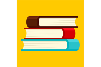 Book stack icon, flat style