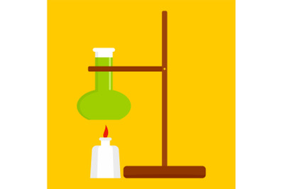 Chemistry flask stand icon, flat style