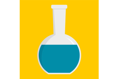 Chemistry flask icon, flat style