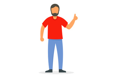 Thumb up man icon, flat style