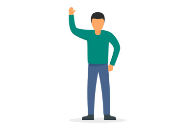 Man hand up icon, flat style