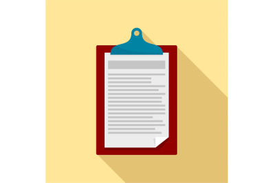 Check paper tax icon, flat style