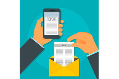 Tax year report concept background, flat style