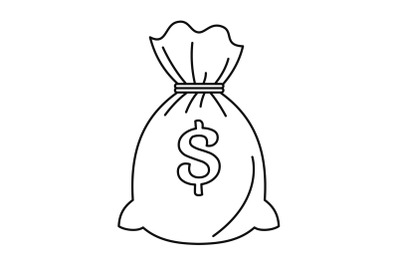 Money bag icon, outline style