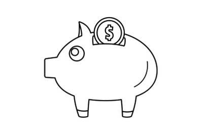 Piggy bank icon, outline style