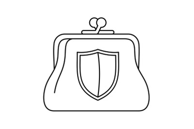 Secure purse icon, outline style