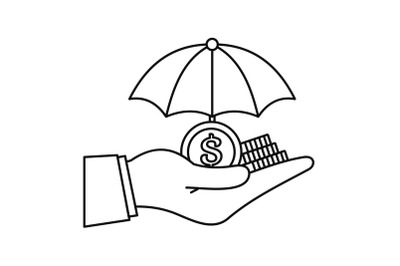 Safe money hand icon, outline style