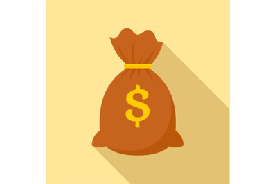 Money bag icon, flat style