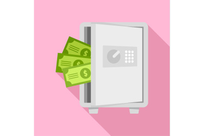 Metal safe icon, flat style