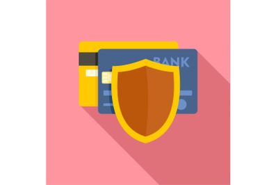 Protected credit card icon, flat style
