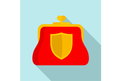 Secure purse icon, flat style