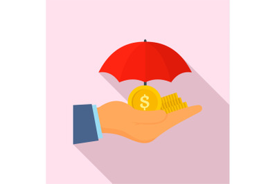 Safe money hand icon, flat style